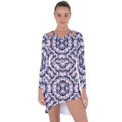 Futuristic Geometric Pattern  Asymmetric Cut-out Shift Dress