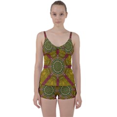 Mandala In Metal And Pearls Tie Front Two Piece Tankini