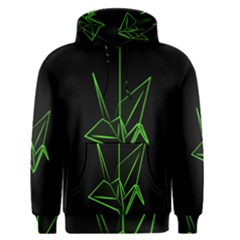 Origami Light Bird Neon Green Black Men s Pullover Hoodie by Mariart