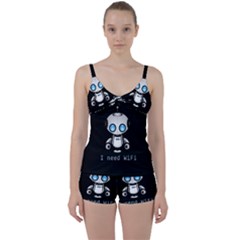 Cute Robot Tie Front Two Piece Tankini