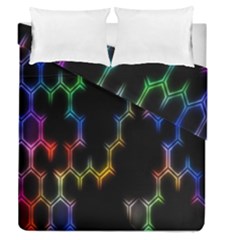 Grid Light Colorful Bright Ultra Duvet Cover Double Side (queen Size) by Mariart