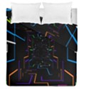 Seamless 3d Animation Digital Futuristic Tunnel Path Color Changing Geometric Electrical Line Zoomin Duvet Cover Double Side (Queen Size) View1