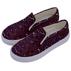 Hippy Boho Chestnut Warped Pattern Kids  Canvas Slip Ons by KirstenStar