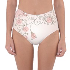 Simple Flower Polka Dots Pink Reversible High-waist Bikini Bottoms