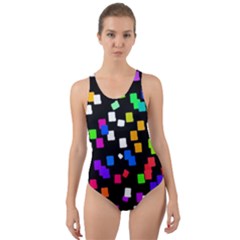 Colorful Rectangles On A Black Background                                     Cut-out Back One Piece Swimsuit