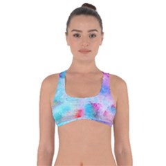 Pink And Purple Galaxy Watercolor Background  Got No Strings Sports Bra