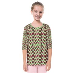 Zig Zag Multicolored Ethnic Pattern Kids  Quarter Sleeve Raglan Tee