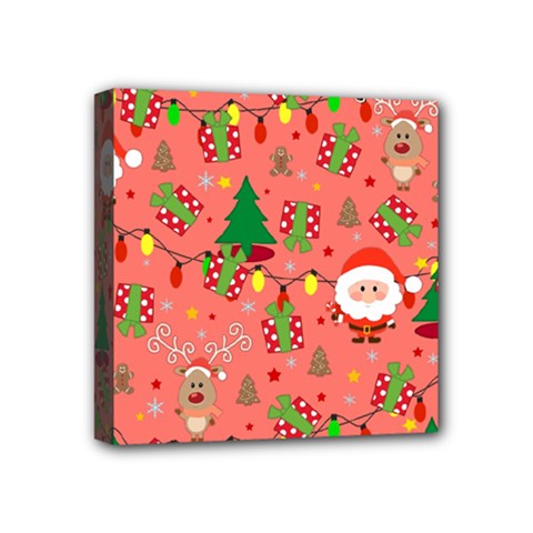 Santa And Rudolph Pattern Mini Canvas 4  X 4  by Valentinaart