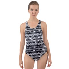 Zentangle Lines Pattern Cut-out Back One Piece Swimsuit