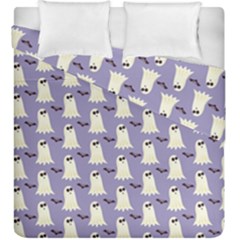 Bat And Ghost Halloween Lilac Paper Pattern Duvet Cover Double Side (king Size) by Celenk