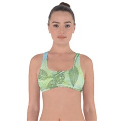 Green Leaves Background Scrapbook Got No Strings Sports Bra