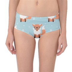 Cute Fox Pattern Mid-waist Bikini Bottoms by Bigfootshirtshop