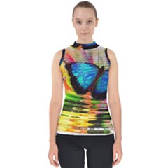 Blue Morphofalter Butterfly Insect Shell Top by Celenk