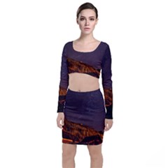 Italy Cabin Stars Milky Way Night Long Sleeve Crop Top & Bodycon Skirt Set