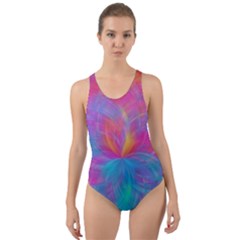 Abstract Fantastic Fractal Gradient Cut-out Back One Piece Swimsuit