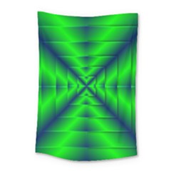 Shiny Lime Navy Sheen Radiate 3d Small Tapestry by Celenk