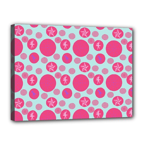 Blue Retro Dots Canvas 16  X 12  by snowwhitegirl