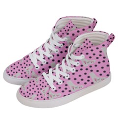 Deer Boots Pink Grey Women s Hi-top Skate Sneakers by snowwhitegirl