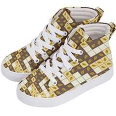 Autumn Leaves Pattern Kid s Hi-top Skate Sneakers by linceazul