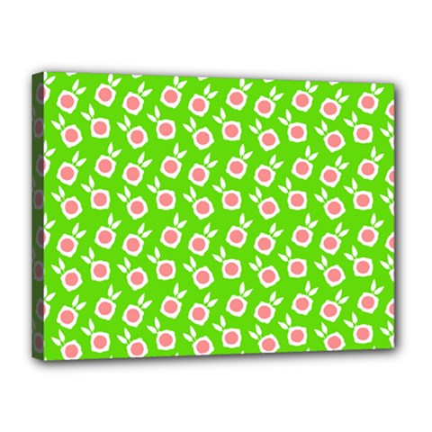 Square Flowers Green Canvas 16  X 12  by snowwhitegirl