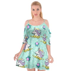 Magical Happy Unicorn And Stars Cutout Spaghetti Strap Chiffon Dress by Bigfootshirtshop