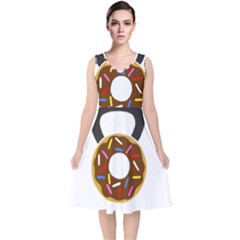 Kettlebelldonut V-neck Midi Sleeveless Dress  by amfit