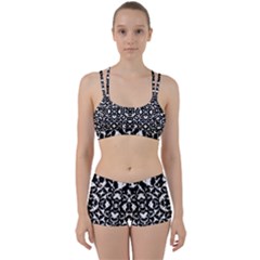 Black And White Geometric Pattern Women s Sports Set