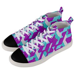 Fabric Textile Texture Purple Aqua Men s Mid-top Canvas Sneakers by Nexatart