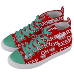 Keep Calm And Carry On Women s Mid-top Canvas Sneakers by Sapixe