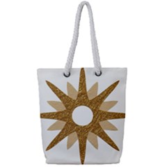 Star Golden Glittering Yellow Rays Full Print Rope Handle Tote (small) by Sapixe