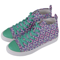 Colorful Folk Pattern Women s Mid-top Canvas Sneakers by dflcprints