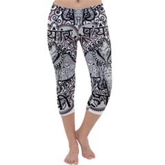 Ornate Hindu Elephant  Capri Yoga Leggings