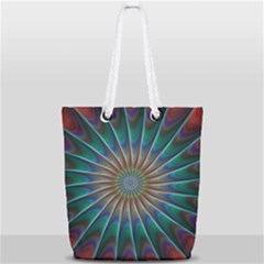 Fractal Peacock Rendering Full Print Rope Handle Tote (small) by Sapixe