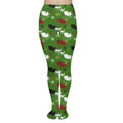 Snow Sleigh Deer Green Women s Tights by snowwhitegirl