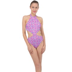 Pink Star Blue Hats Halter Side Cut Swimsuit by snowwhitegirl