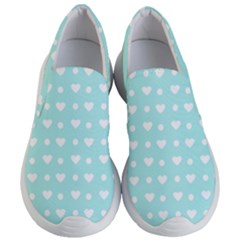 Hearts Dots Blue Women s Lightweight Slip Ons by snowwhitegirl
