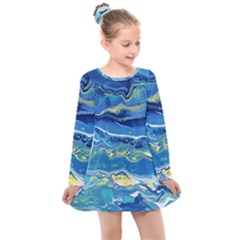 Sunlit Waters Kids  Long Sleeve Dress by lwdstudio