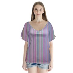 Broken Tv Screen V-neck Flutter Sleeve Top by dressshop