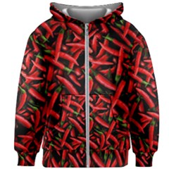 Red Chili Peppers Pattern Kids Zipper Hoodie Without Drawstring