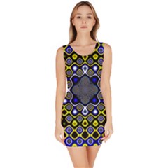 Digital Art Background Yellow Blue Bodycon Dress