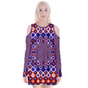 Digital Art Background Red Blue Velvet Long Sleeve Shoulder Cutout Dress View1