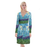 A Very Very Starry Night Long Sleeve Velvet Front Wrap Dress