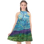 A Very Very Starry Night Halter Neckline Chiffon Dress 