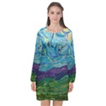 A Very Very Starry Night Long Sleeve Chiffon Shift Dress 