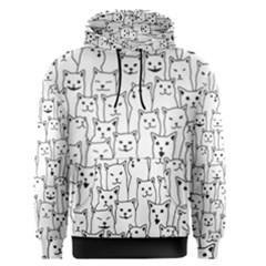 Funny Cat Pattern Organic Style Minimalist On White Background Men s Pullover Hoodie by genx