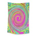 Groovy Abstract Pink, Turquoise And Yellow Swirl Small Tapestry View1