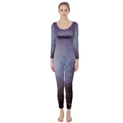 Orion Nebula Pastel Violet Purple Turquoise Blue Star Formation Long Sleeve Catsuit by genx