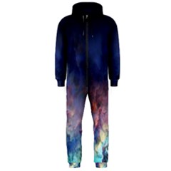 Lagoon Nebula Interstellar Cloud Pastel Pink, Turquoise And Yellow Stars Hooded Jumpsuit (men)  by genx