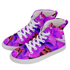 Abstract Ultra Violet Purple Iris On Red And Pink Men s Hi-top Skate Sneakers by myrubiogarden
