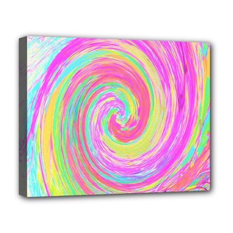 Groovy Abstract Pink And Blue Liquid Swirl Painting Deluxe Canvas 20  X 16  (stretched) by myrubiogarden